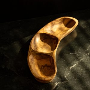 OLIVE WOOD TRIPLE SERVING TRAY