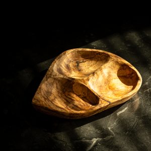 Olive Wood Divided Serving Tray-Leaf